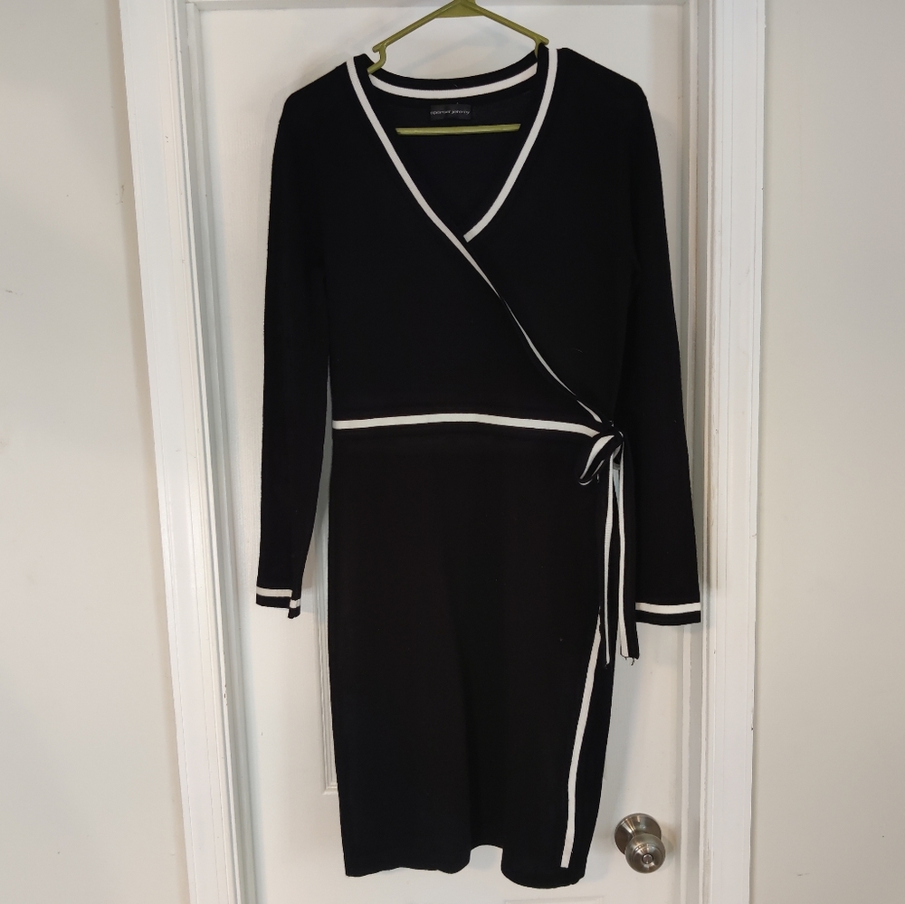 Black Dress with White Stripes and Bow